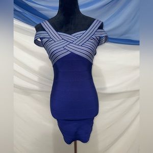 Small Blue with white Bandage dress